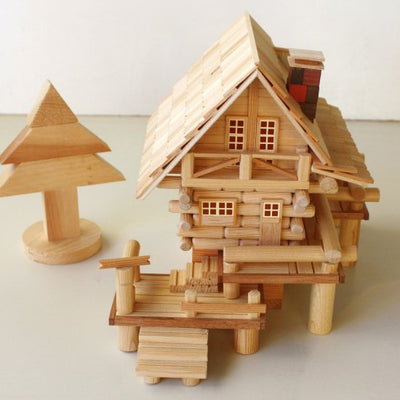 デッキのあるログハウス 森のどうぶつハウス 工作 木 通販 ものづくり